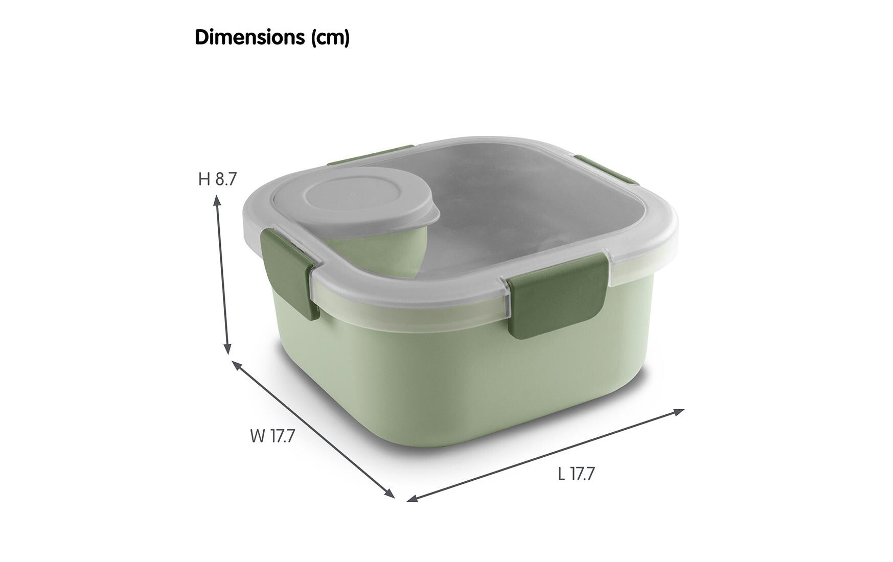 Sigma home Lunchbox 1,4 l, 17,7 × 17,7 × 8,7 cm, Kunststoff, grün