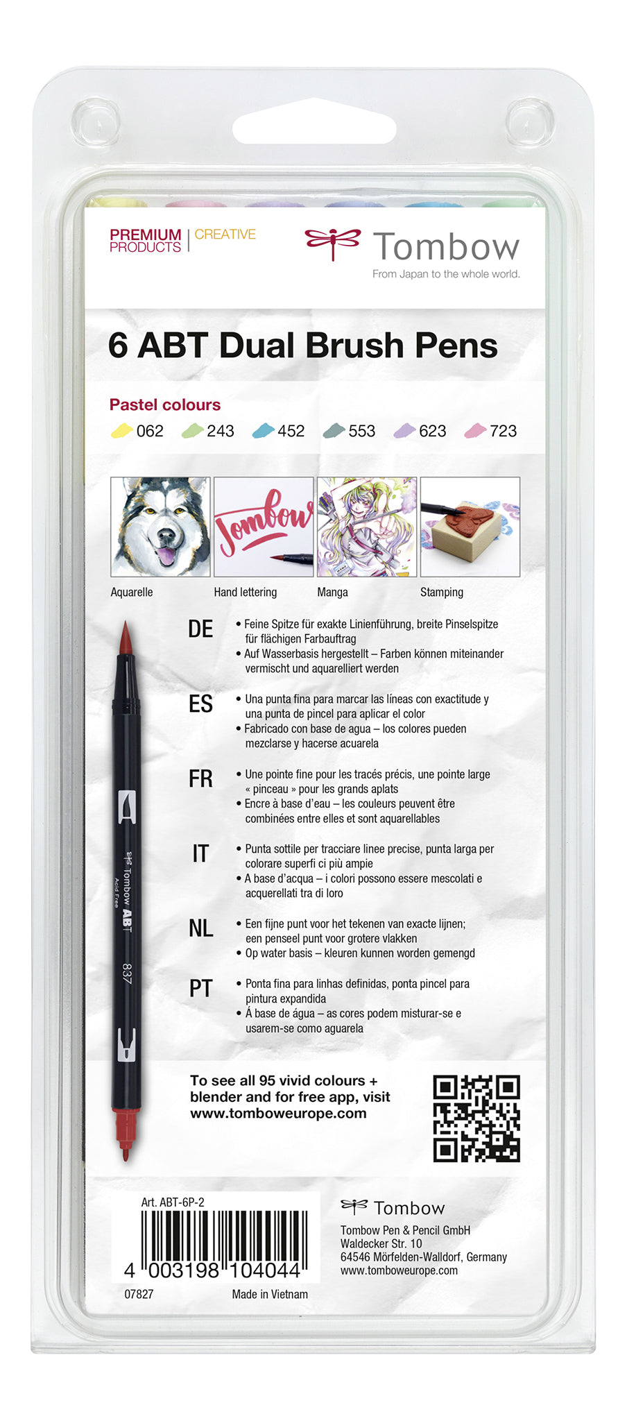 Tombow Filzstifte ABT, auswaschbar, 6 Farben