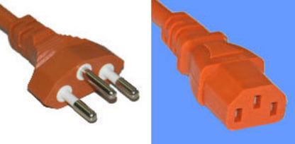 Diggelmann Netzkabel – T12–IEC C13, 0,5 m, 250 V/10 A, Orange