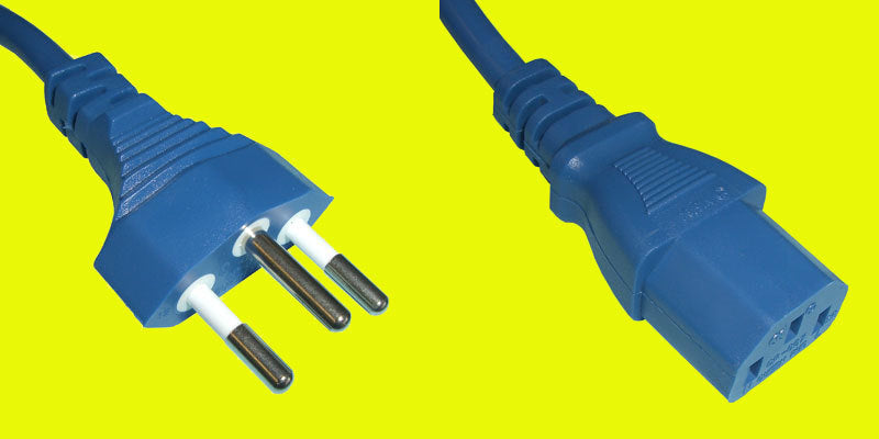 Diggelmann Netzkabel – T12–IEC C13, 1 m, 250 V/10 A, Blau