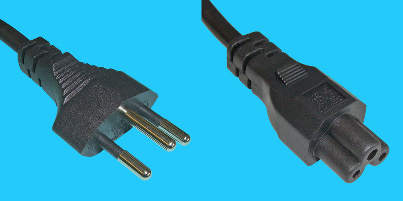 Diggelmann Netzkabel – T12–IEC C5, 5 m, 250 V/2,5 A, Schwarz