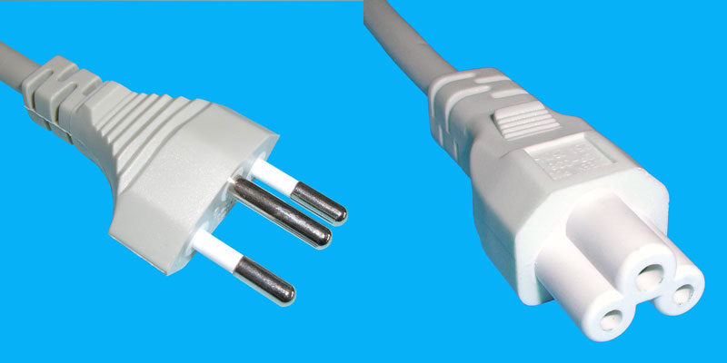 Diggelmann Netzkabel, T12 auf IEC C5, angespritzt, 250 V, 2 m, Weiss