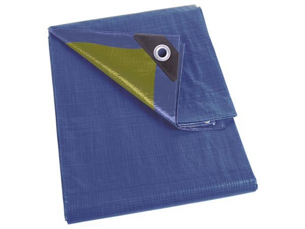 Perel Abdeckplane – 3 m x 6 m, Kunststoff, Blau/Khaki, 110 g/m²