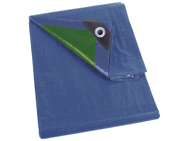 Perel Abdeckplane – 5 m × 8 m, Kunststoff, 70 g/m², Blau/Grün