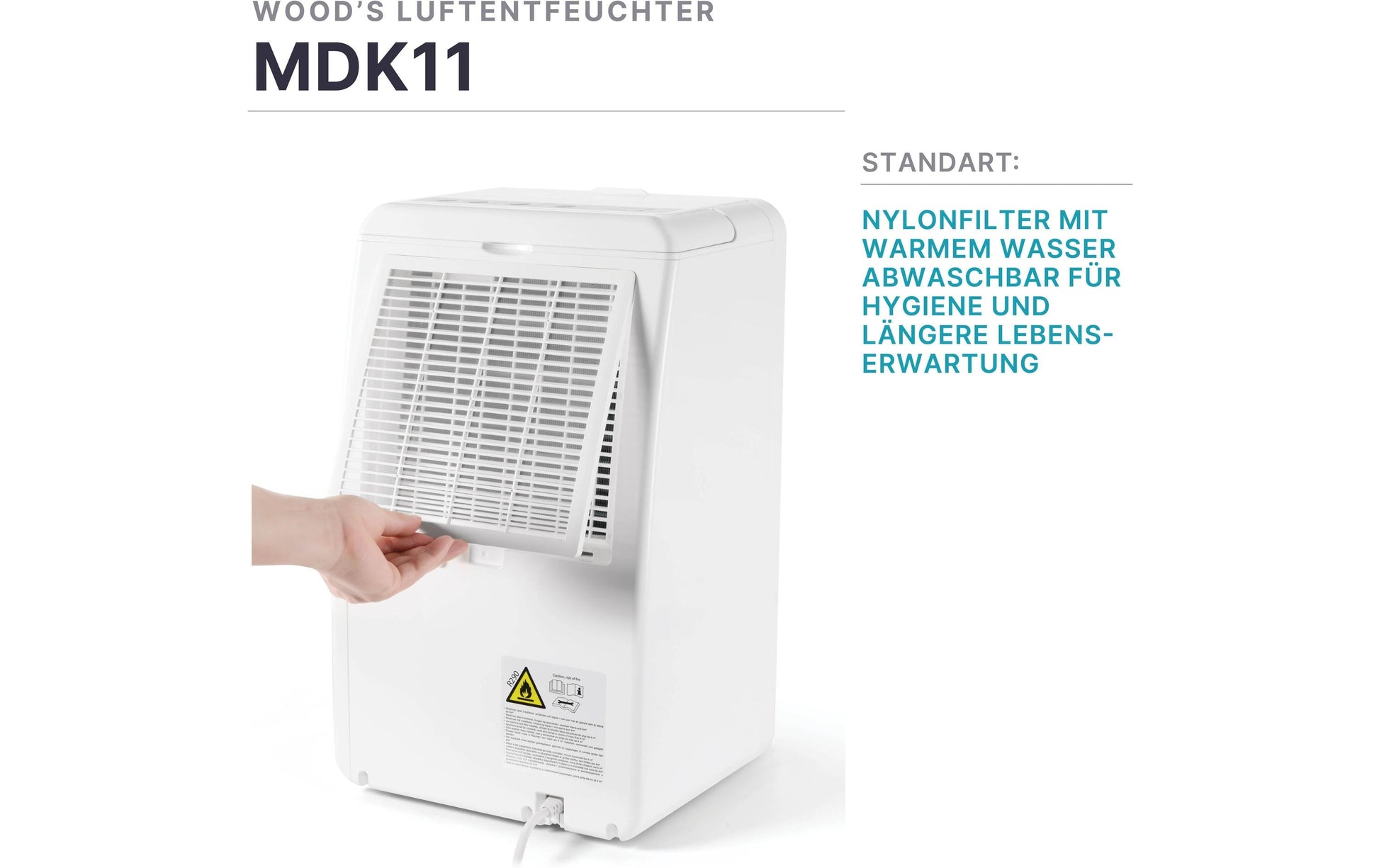 Wood's Luftentfeuchter MDK11 Version 2.0 – 5 L/24 h, bis 60 m², Tank 2 L, 44 dB