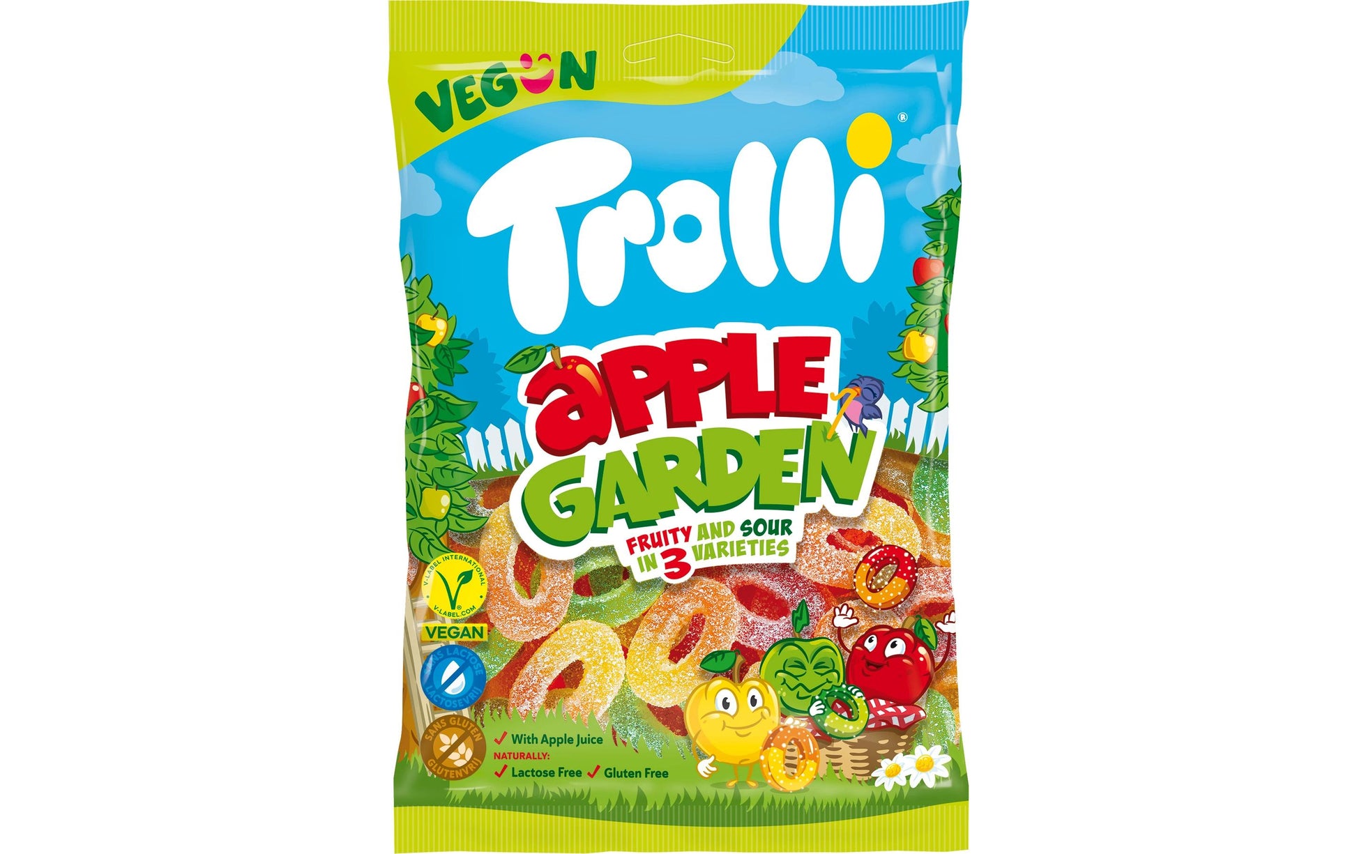 Trolli Apfelgarten Gummibonbons – Apfel, vegan – 175 g