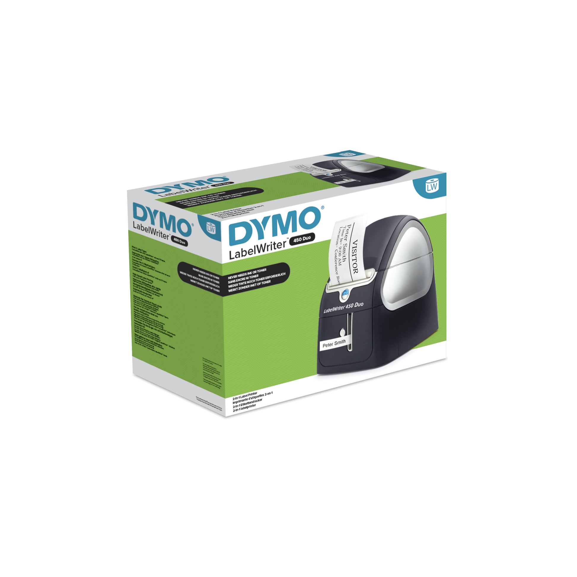DYMO LabelWriter 450 Duo – Etikettendrucker, Thermodirekt, bis 60 mm, für D1-Bänder 6–24 mm