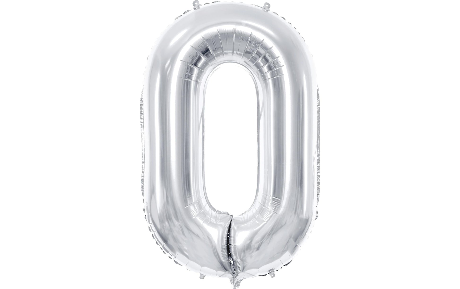 PartyDeco Folienballon Zahl 0 – Silber – 86 cm – 1 Stk