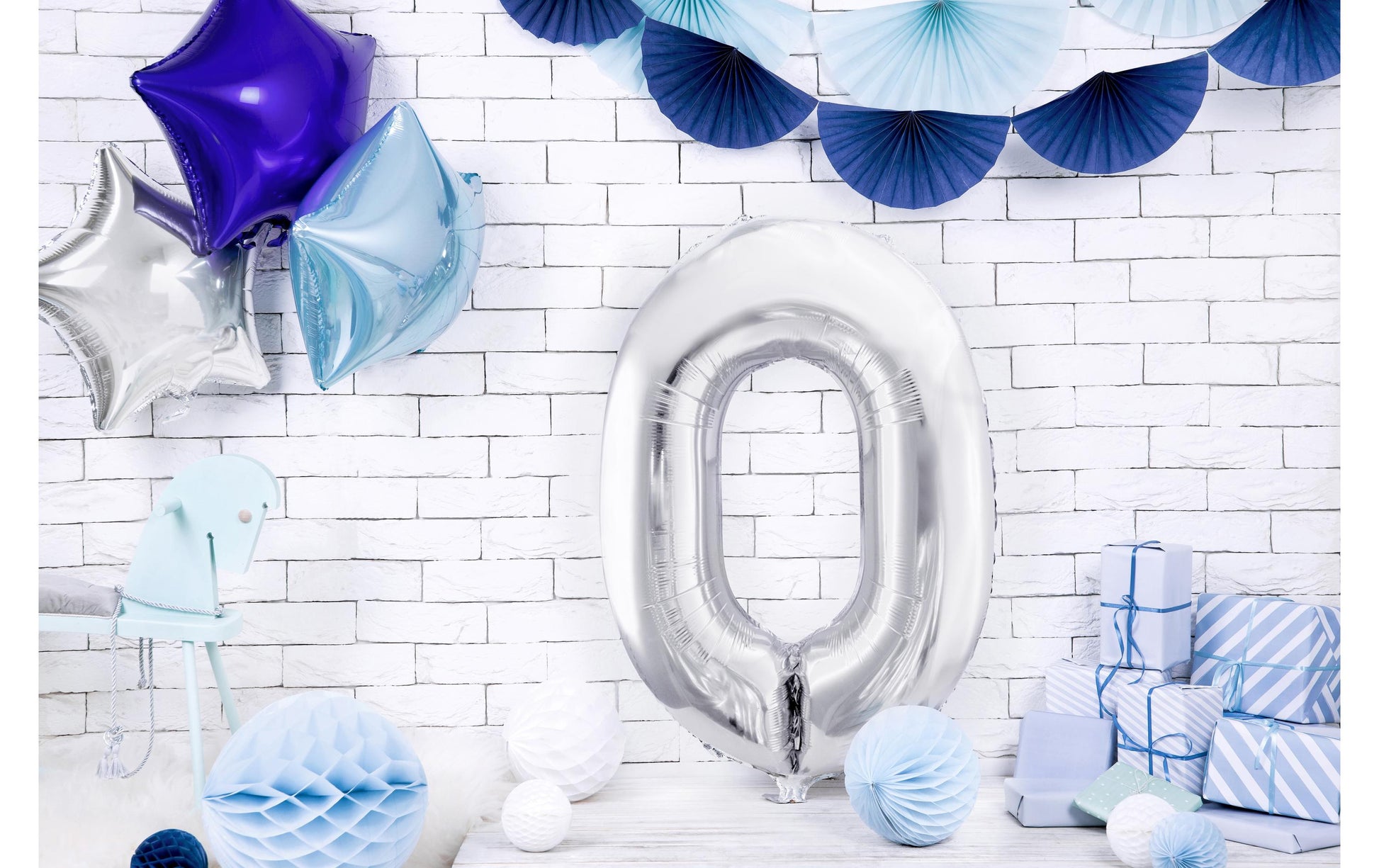PartyDeco Folienballon Zahl 0 – Silber – 86 cm – 1 Stk