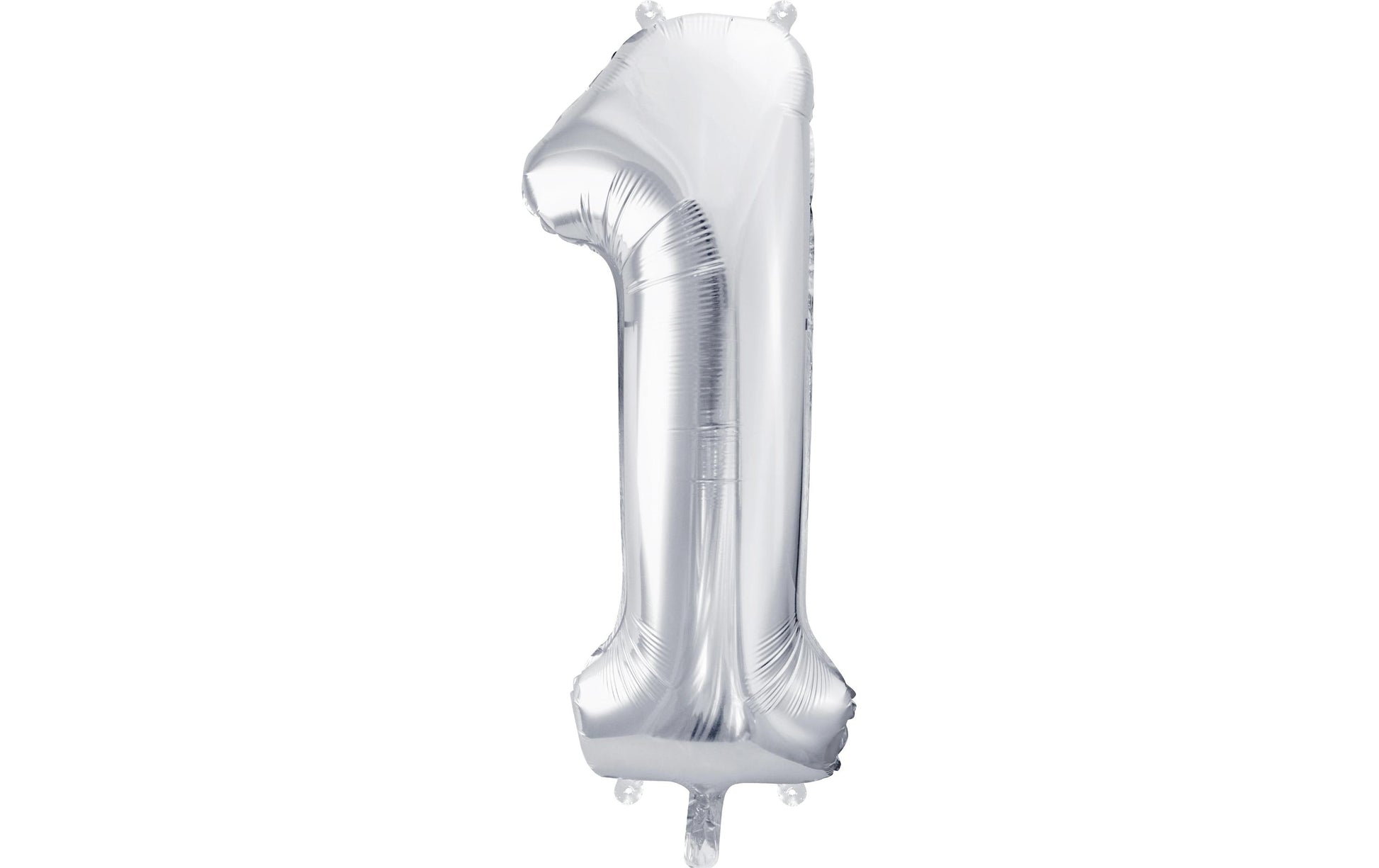 PartyDeco Folienballon Zahl 1 – Silber – 86 cm – Folie – 1 Stk