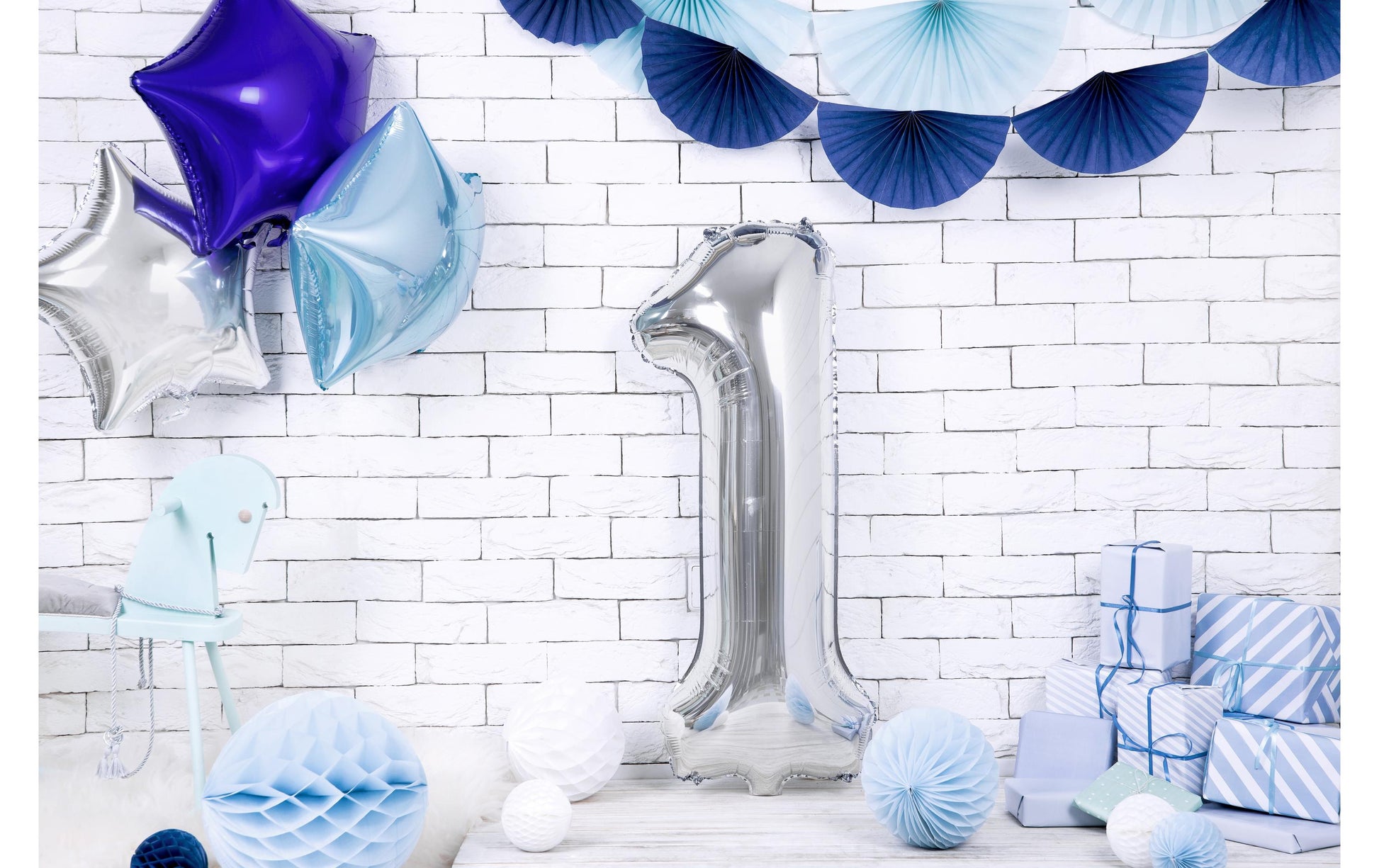 PartyDeco Folienballon Zahl 1 – Silber – 86 cm – Folie – 1 Stk