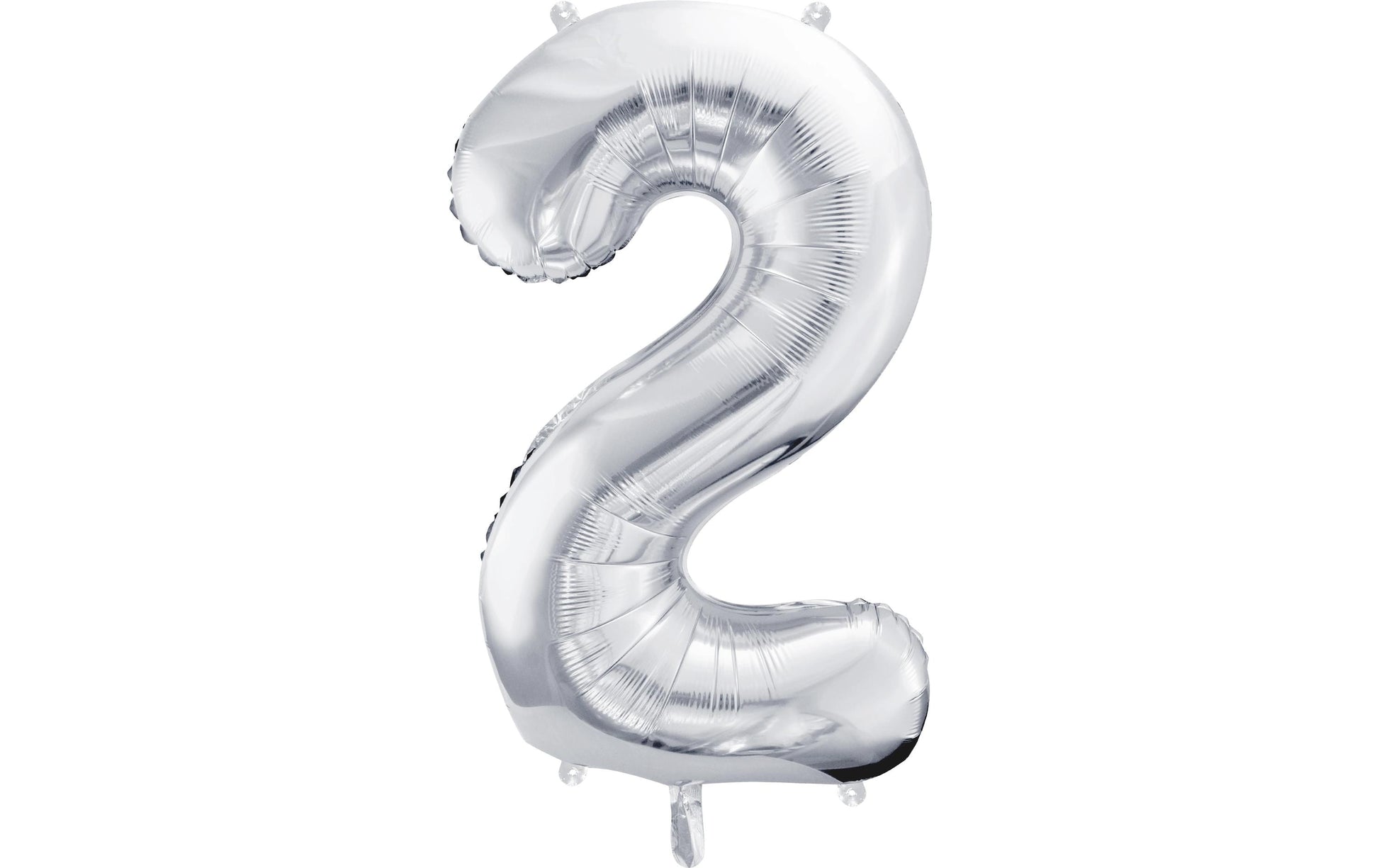 PartyDeco Folienballon Zahl 2 – Silber – 86 cm – Folie – 1 Stück