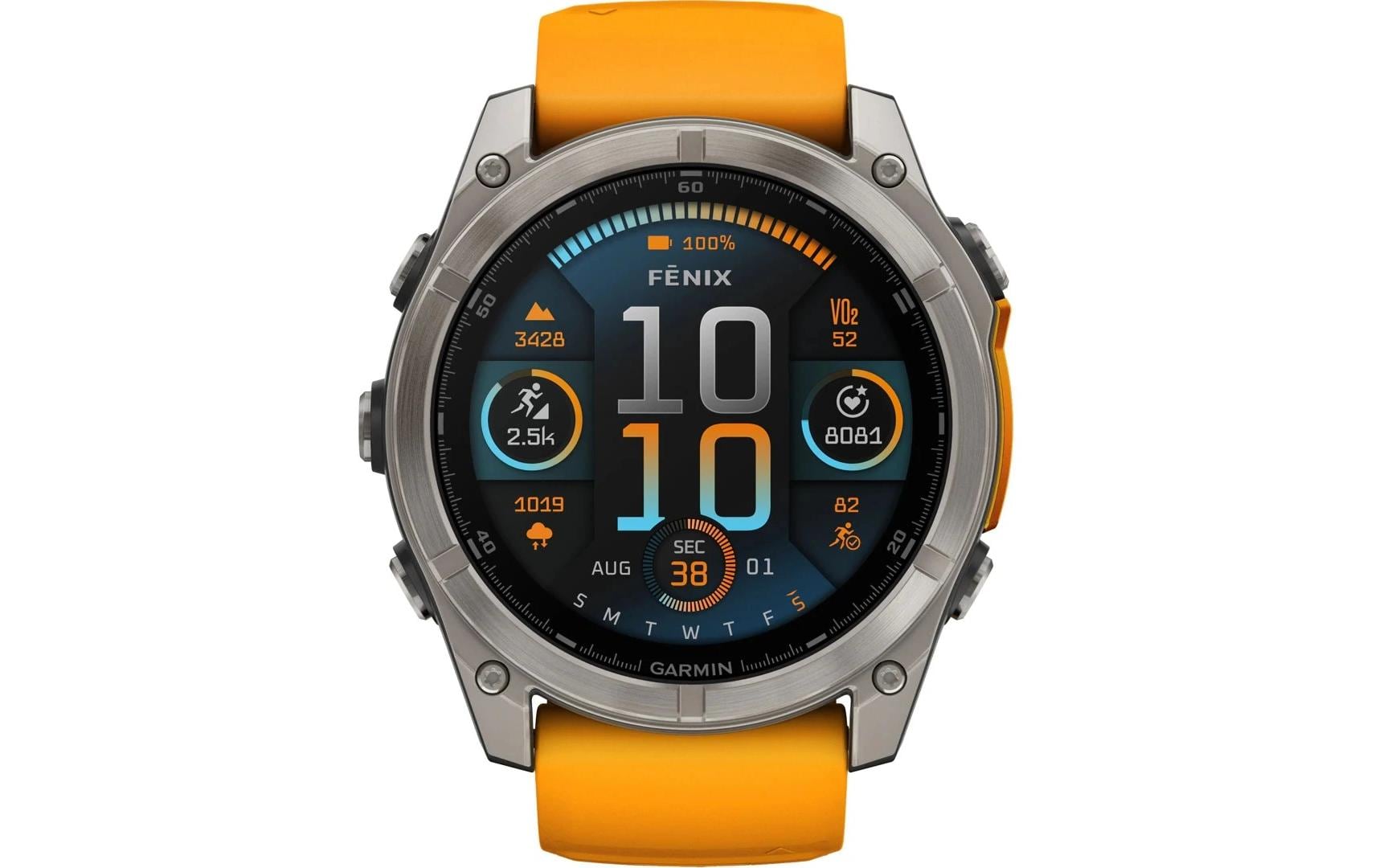 Garmin Fenix 8 AMOLED Sapphire – GPS-Smartwatch – 51 mm, 1,4", GPS, AMOLED, Saphirglas, 100 m, Silber/Orange