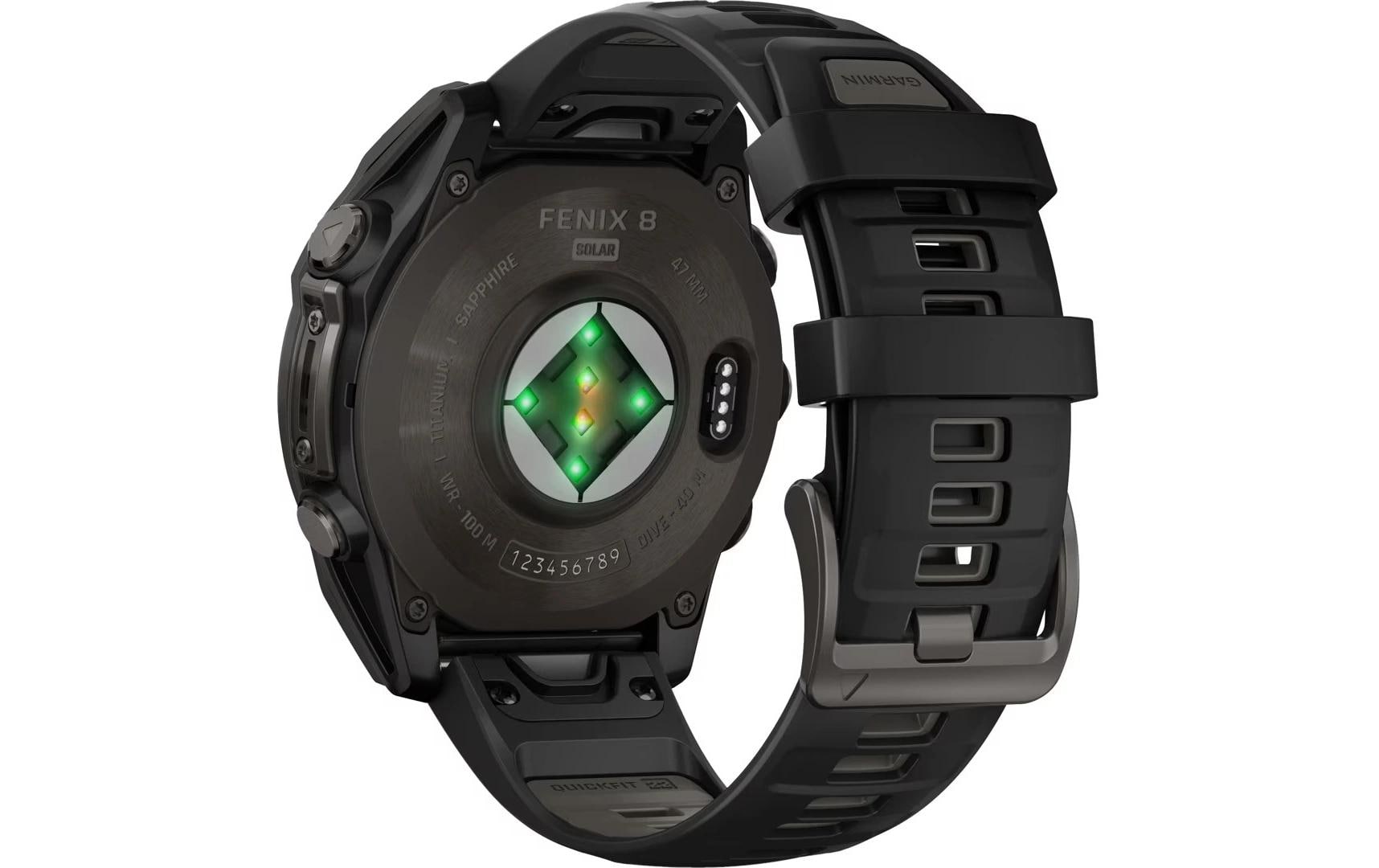 Garmin Fenix 8 Solar Sapphire – GPS-Smartwatch – 47 mm, 1,3", GPS, Saphirglas, 100 m, Schwarz, Sportarmband
