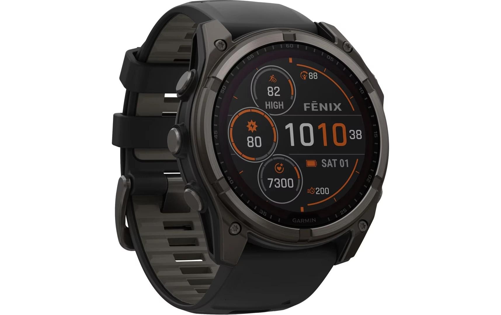 Garmin Fenix 8 Solar – GPS-Smartwatch – 51 mm, 1,4", GPS, WLAN, Saphirglas, 100 m, Schwarz, Sportarmband