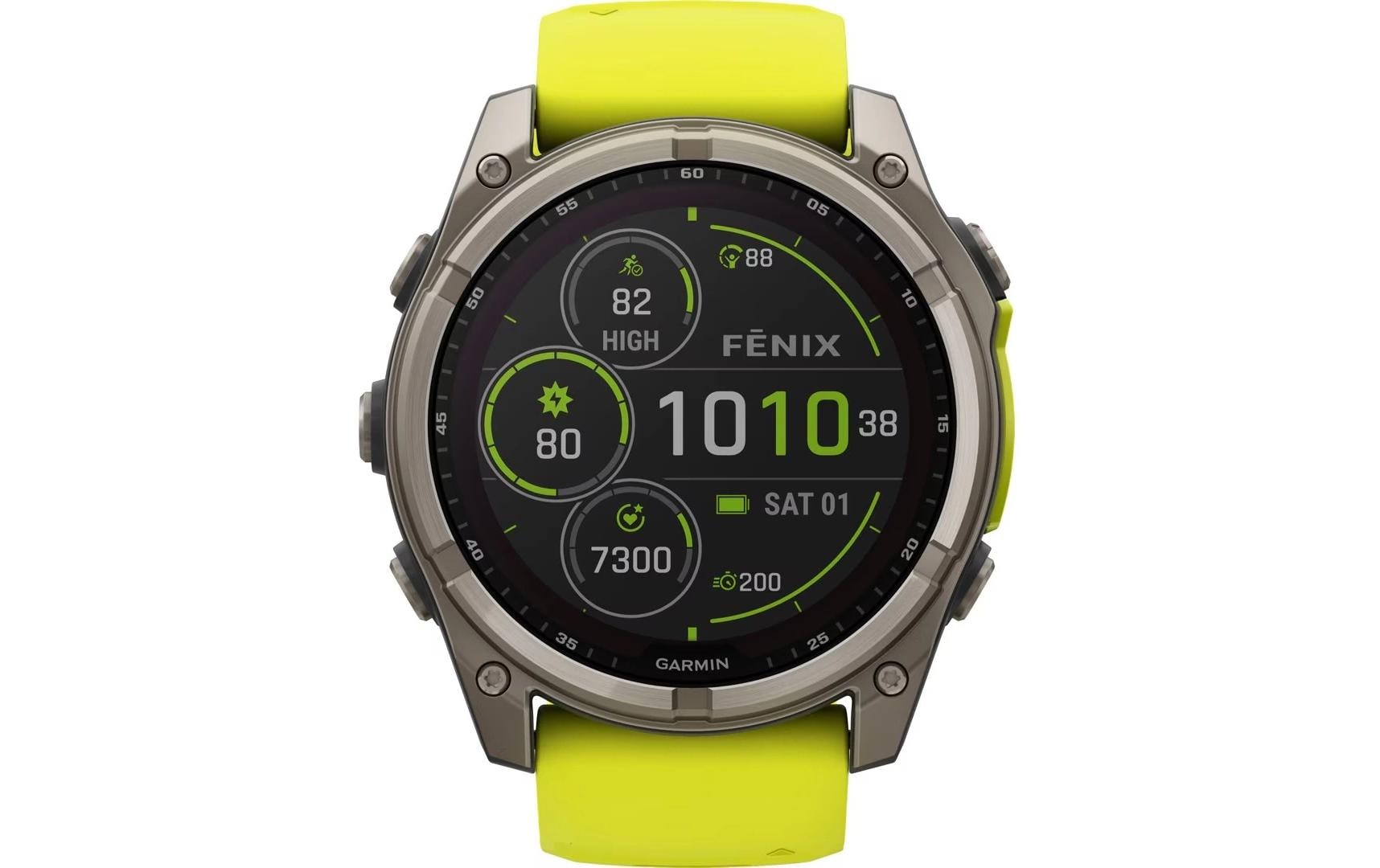 Garmin Fenix 8 Solar Sapphire – GPS-Smartwatch – 51 mm, 1,4", GPS, Saphirglas, 100 m, Gelb/Silber