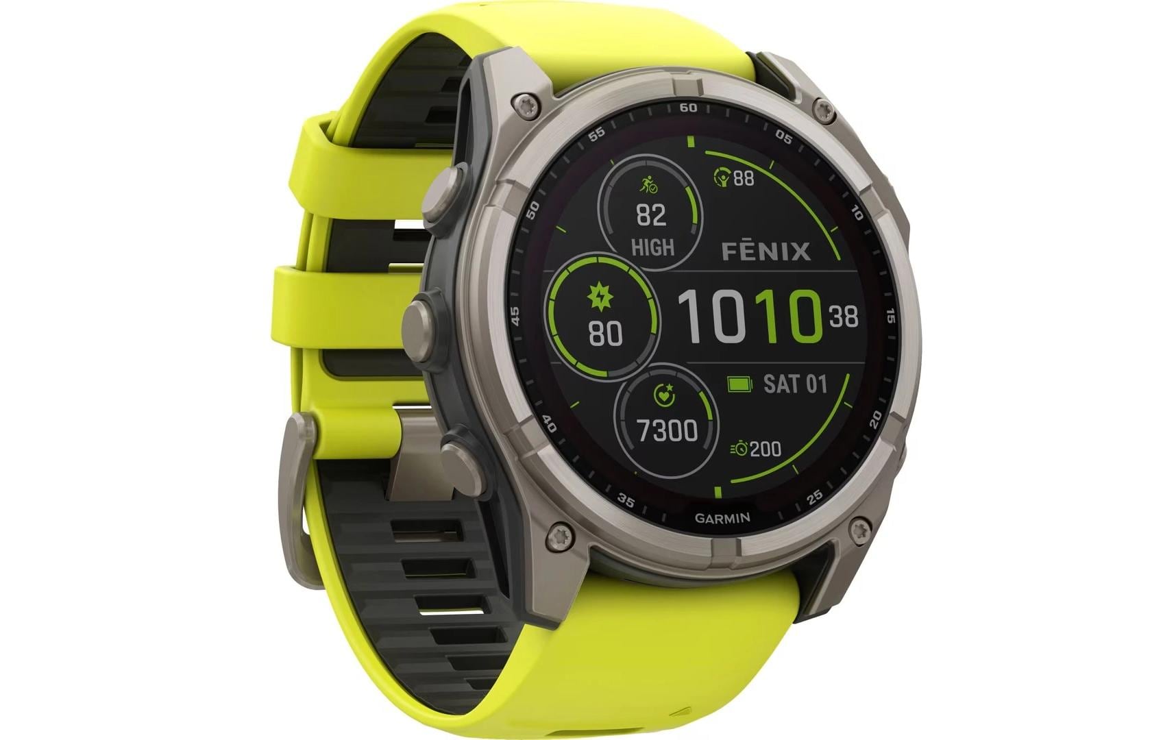 Garmin Fenix 8 Solar Sapphire – GPS-Smartwatch – 51 mm, 1,4", GPS, Saphirglas, 100 m, Gelb/Silber