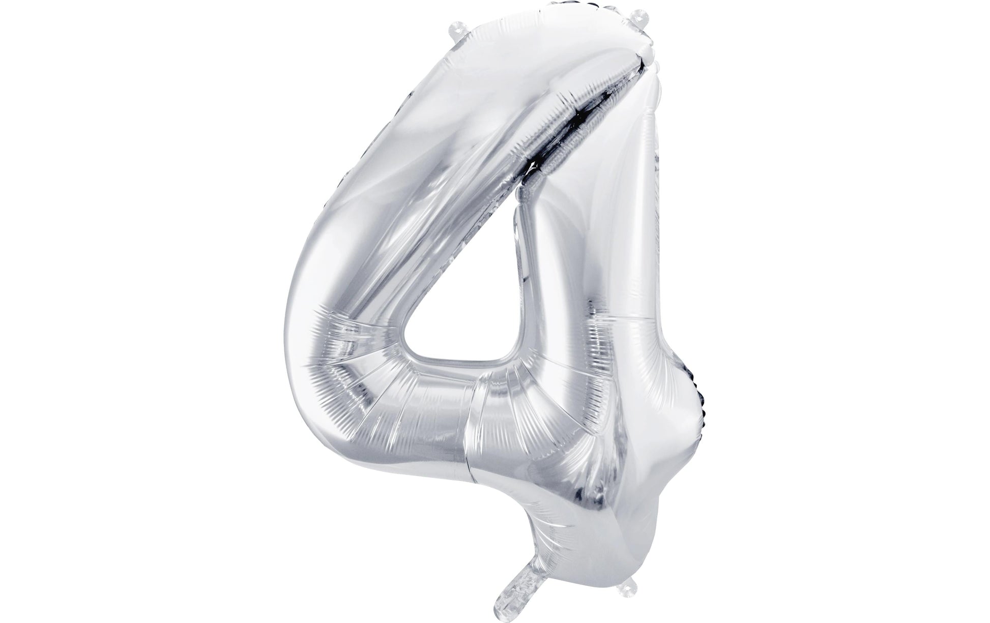 PartyDeco Folienballon Zahl 4 – Silber – 86 cm – Folie – 1 Stk