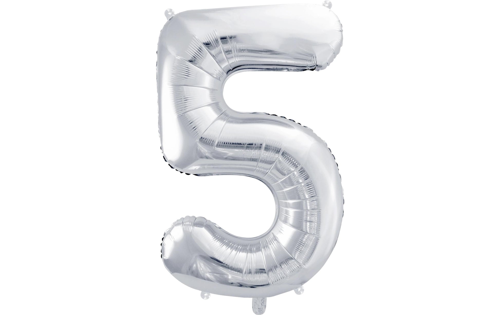 PartyDeco Folienballon Zahl 5 – Silber – 86 cm – 1 Stk