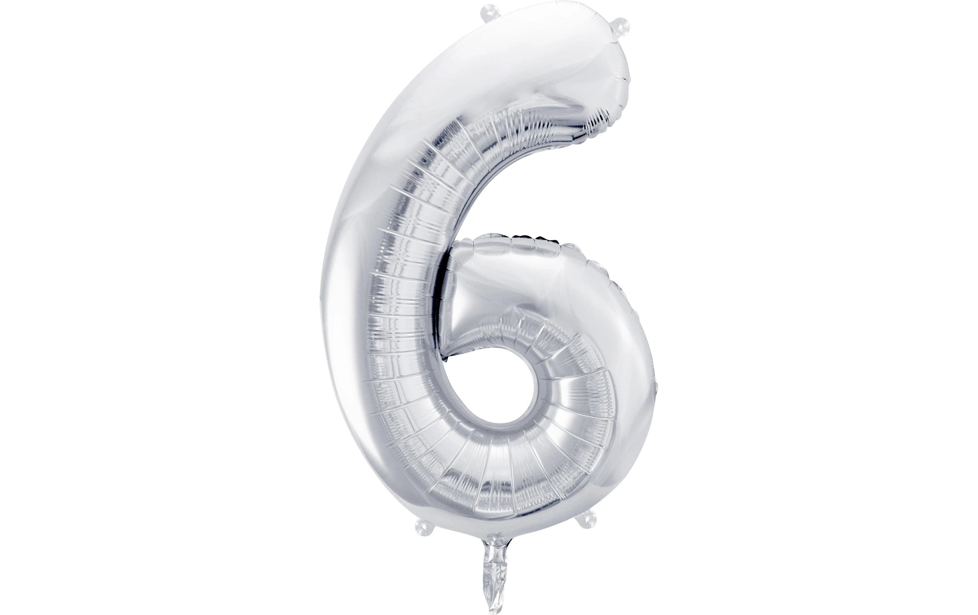 PartyDeco Folienballon Zahl 6 – Silber – 86 cm – Folie – 1 Stk