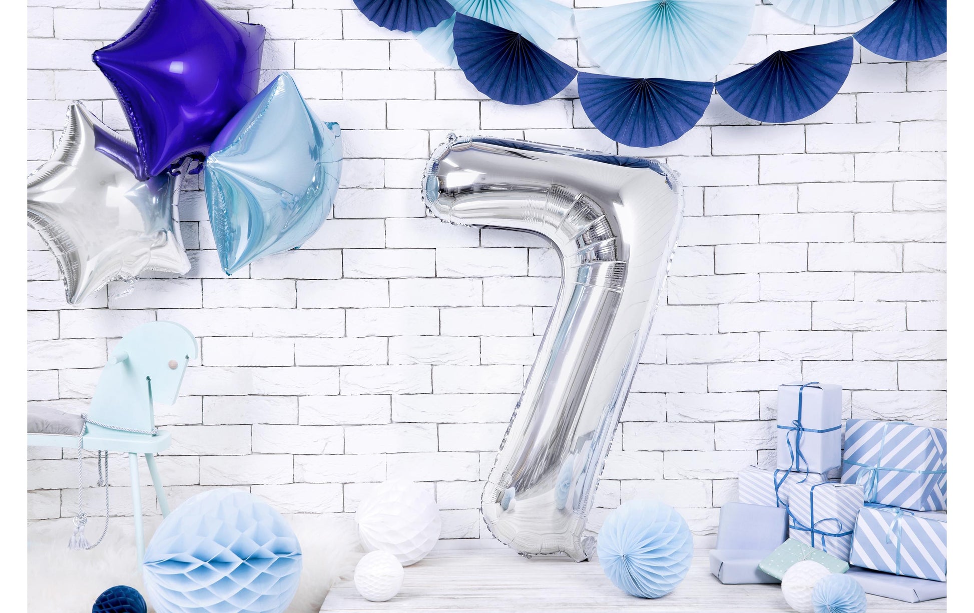 PartyDeco Folienballon Zahl 7 – Silber – 86 cm – Folie – 1 Stück