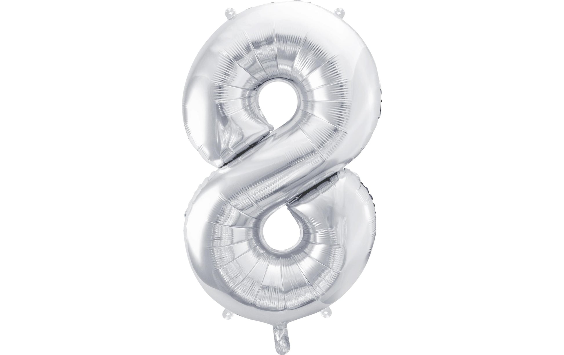 PartyDeco Folienballon Zahl 8 – Silber – 86 cm – Folie – 1 Stk