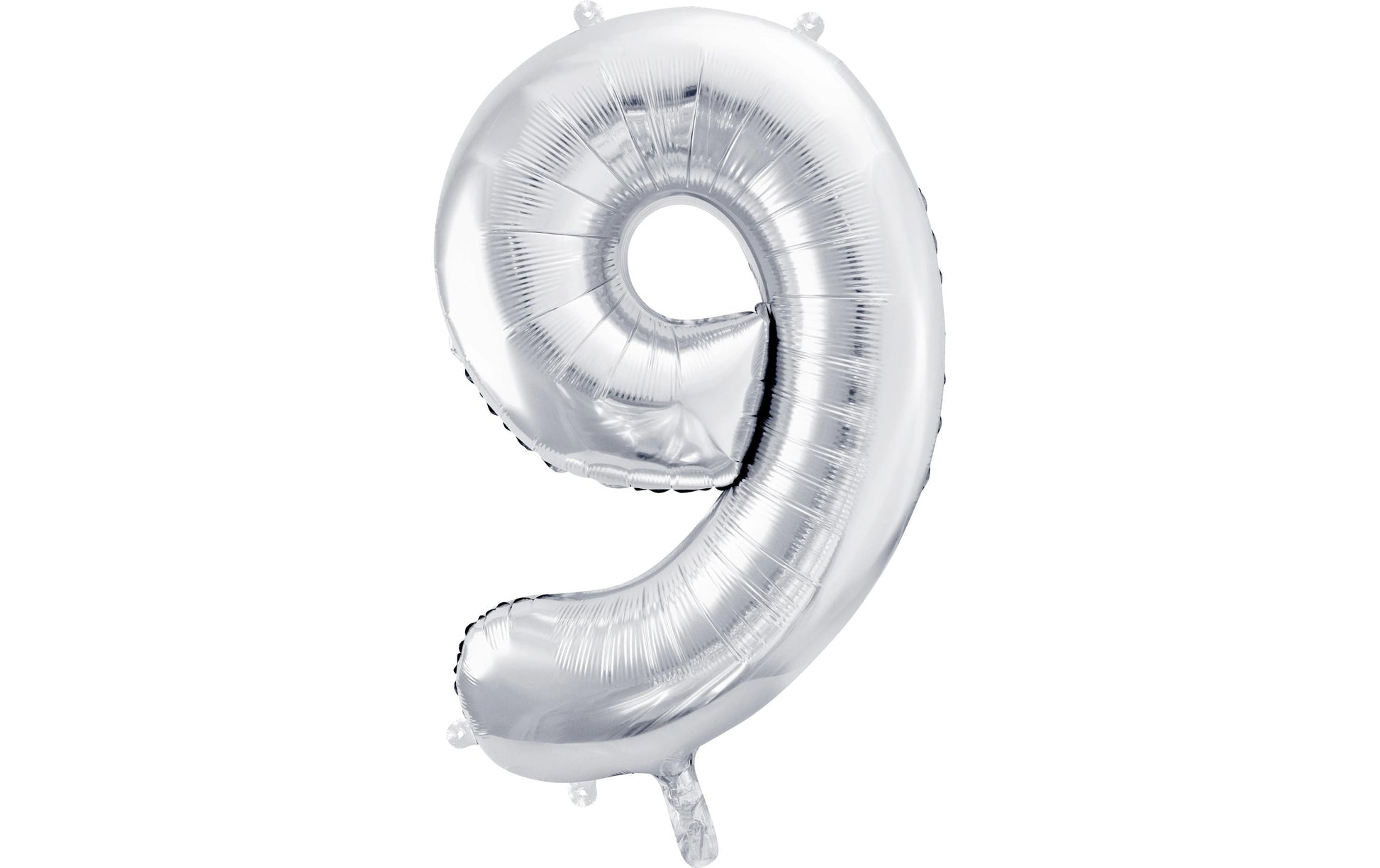 PartyDeco Folienballon Zahl 9 – Silber – 86 cm – Folie – 1 Stück