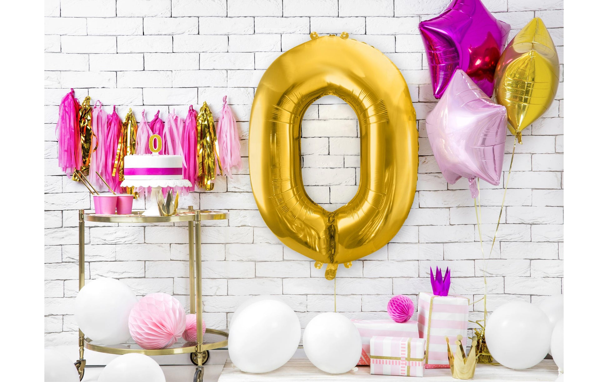 PartyDeco Folienballon Zahl 0 – Gold – 86 cm – Folie – 1 Stück – mit Helium befüllbar