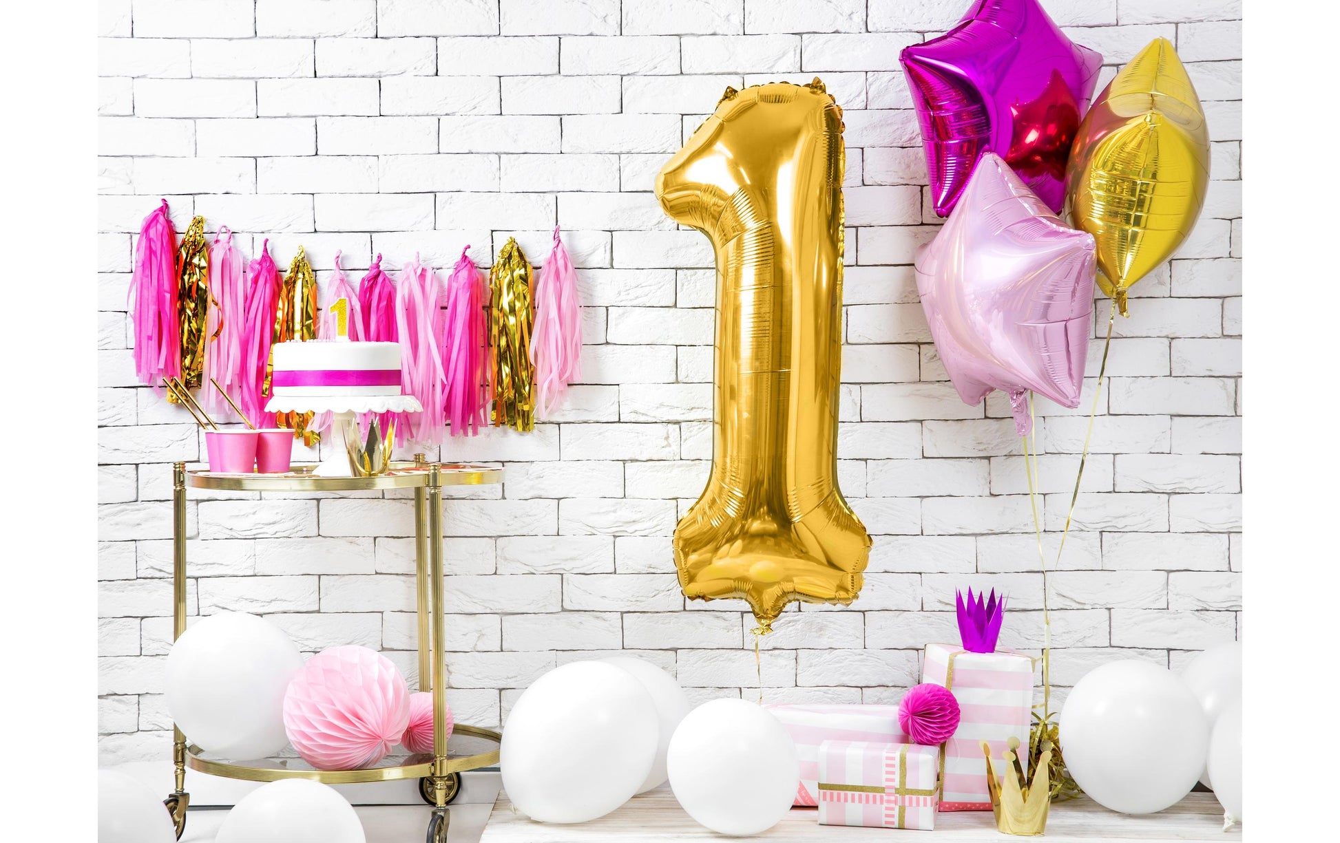 PartyDeco Folienballon Zahl 1 – Gold – 86 cm – Folie – 1 Stück