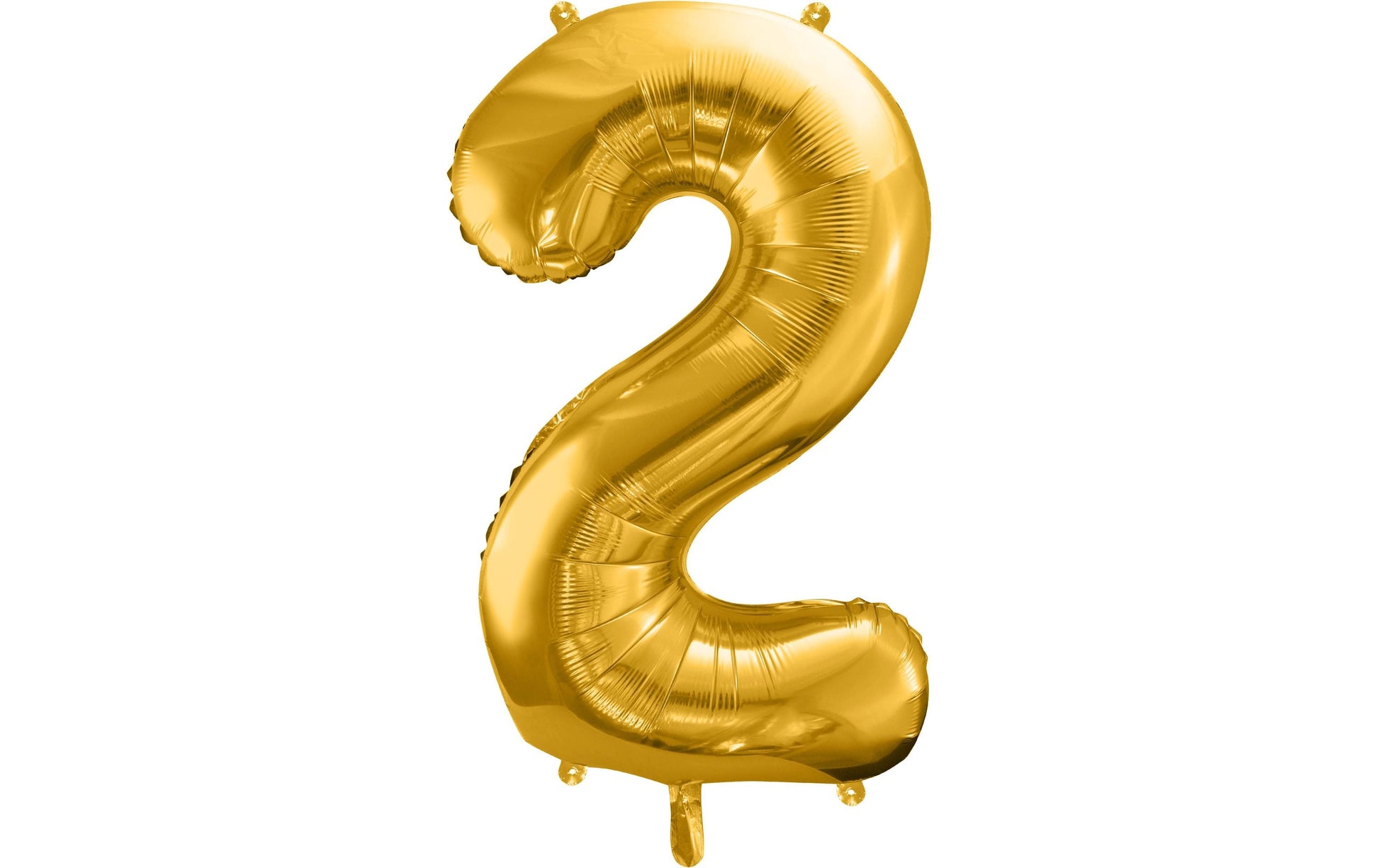 PartyDeco Folienballon Zahl 2 – Gold – 86 cm – Folie – 1 Stk