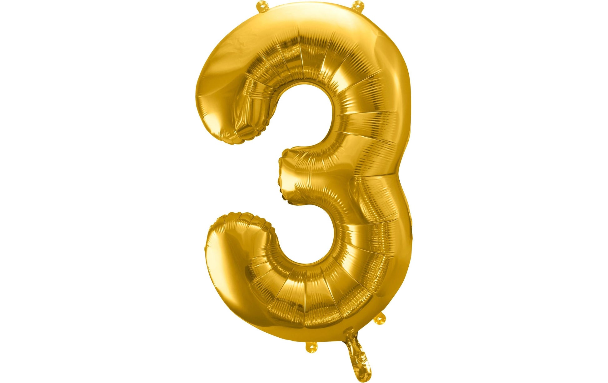 PartyDeco Folienballon Zahl 3 – Gold – 86 cm – Folie – 1 Stück
