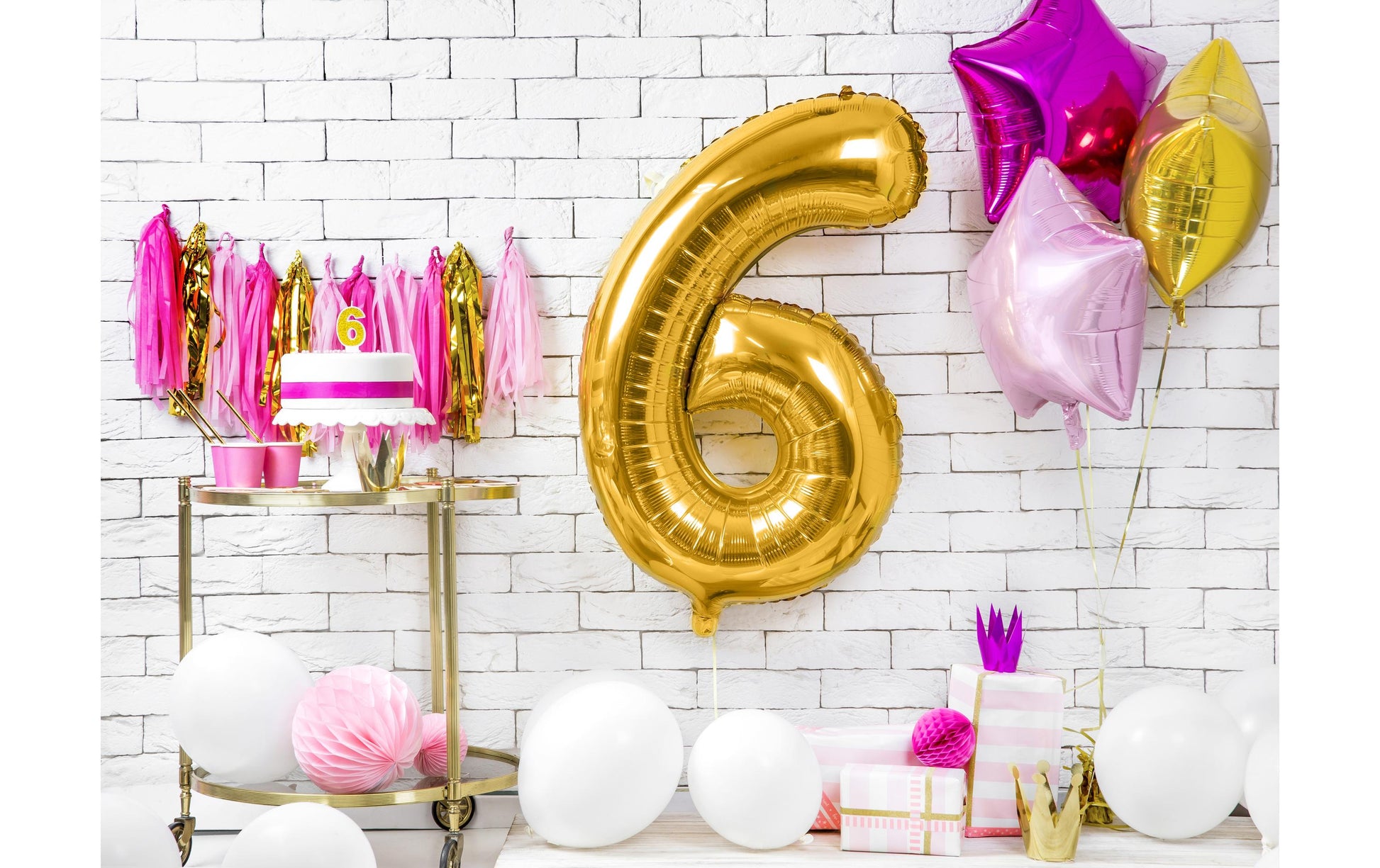 PartyDeco Folienballon Zahl 6 – Gold – 86 cm – Folie – 1 Stk