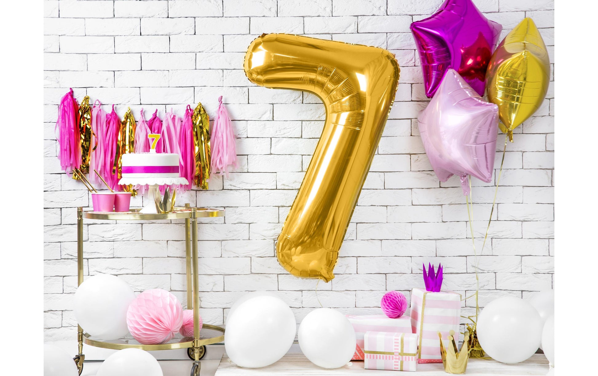 PartyDeco Folienballon Zahl 7 – Gold – 86 cm – Folie – 1 Stück