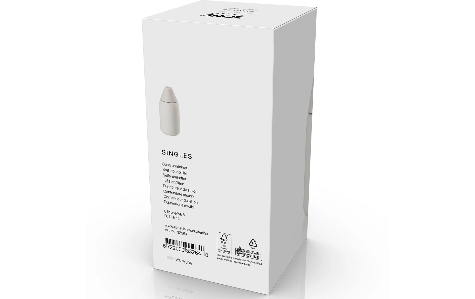 Zone Denmark Singles Seifenspender – Silikon, Hellgrau, 300 ml