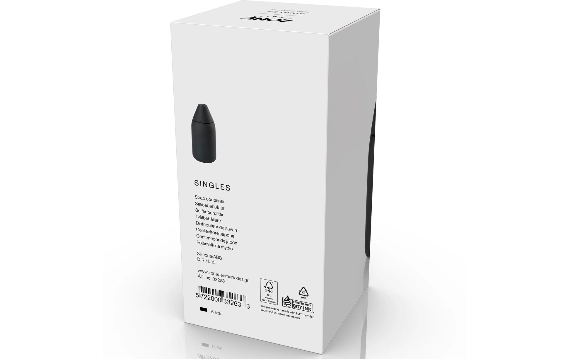 Zone Denmark Singles Seifenspender – Silikon, Schwarz, 300 ml