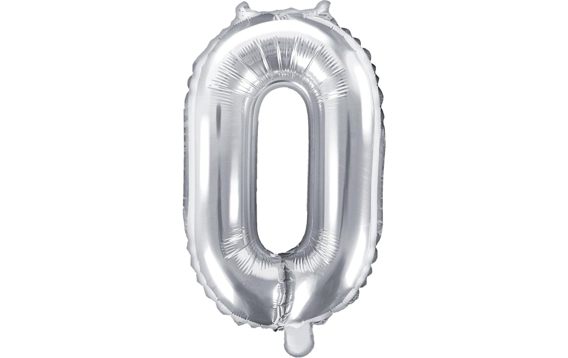PartyDeco Folienballon Zahl 0 – Silber – 35 cm – 1 Stk
