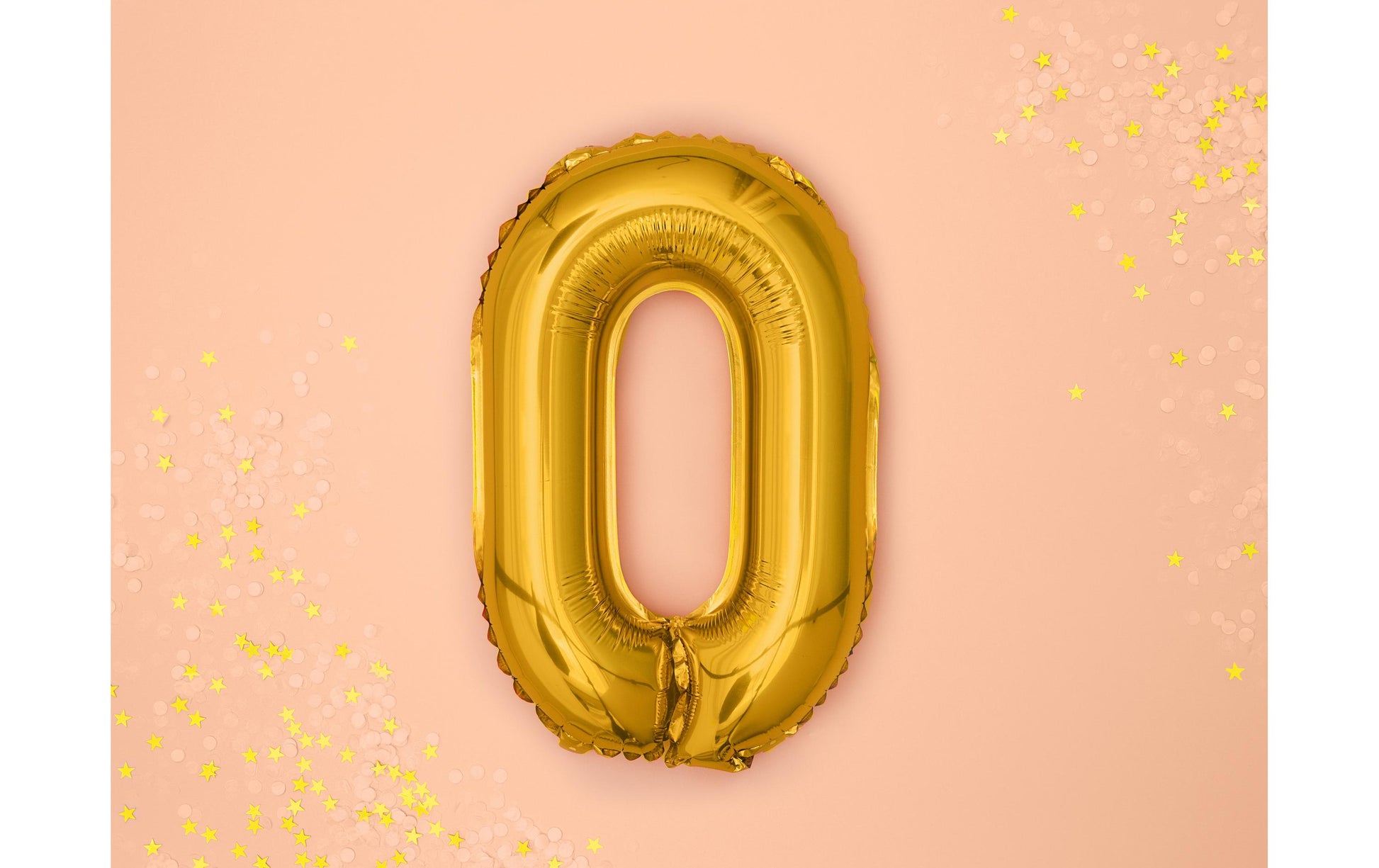 PartyDeco Folienballon Zahl 0 – Gold – 35 cm – Folie – 1 Stk