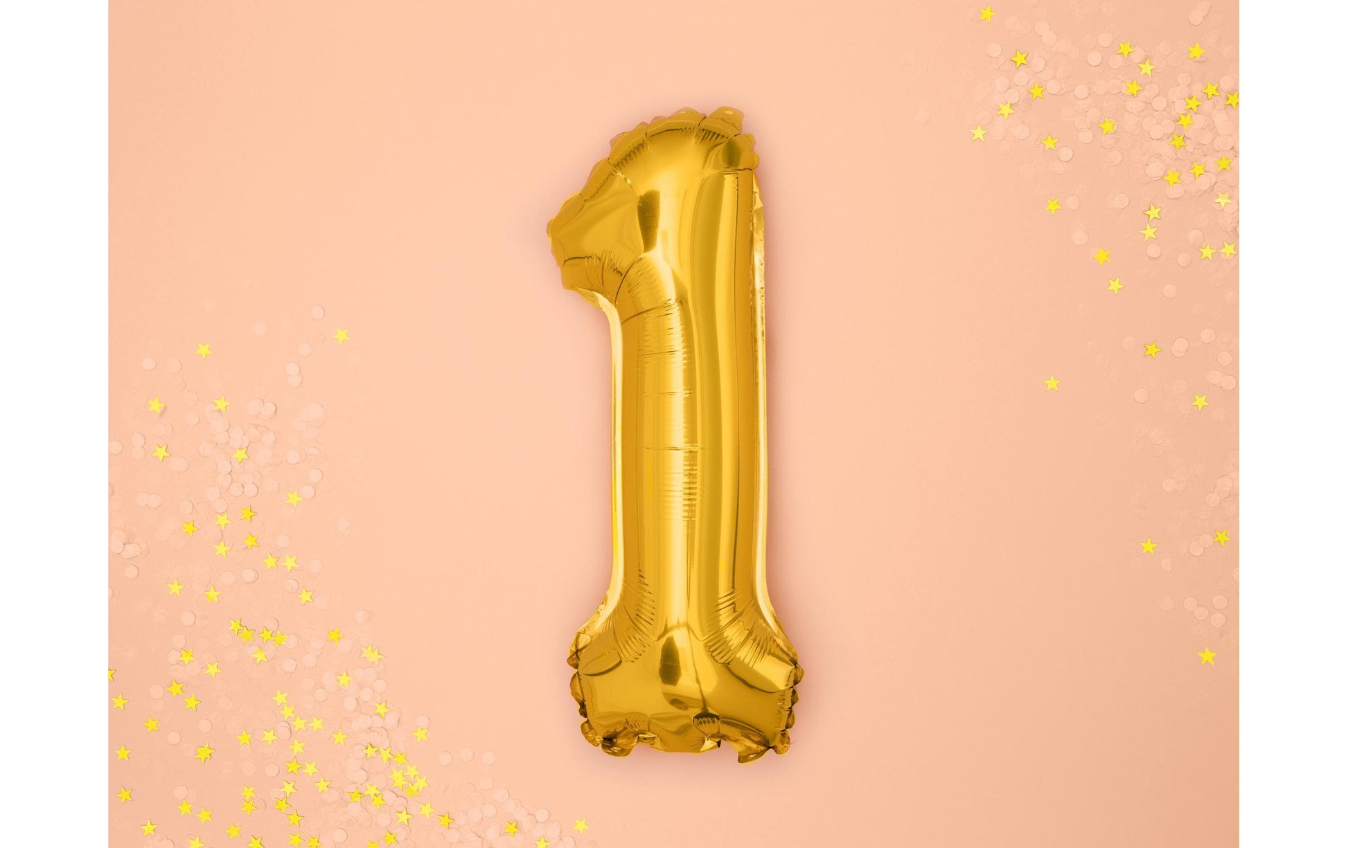 PartyDeco Folienballon Zahl 1 – Gold – 35 cm – Folie – 1 Stk