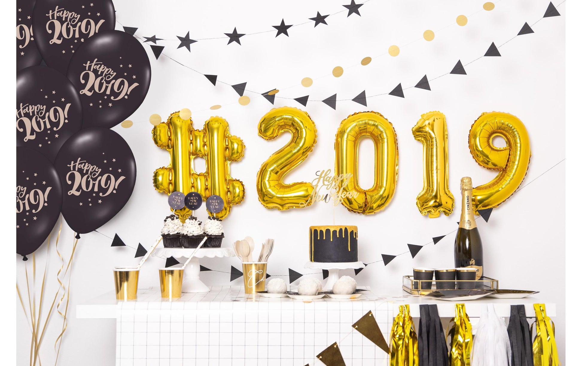 PartyDeco Folienballon Zahl 1 – Gold – 35 cm – Folie – 1 Stk