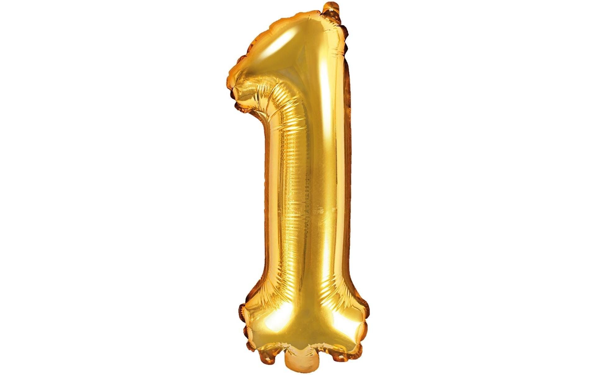 PartyDeco Folienballon Zahl 1 – Gold – 35 cm – Folie – 1 Stk