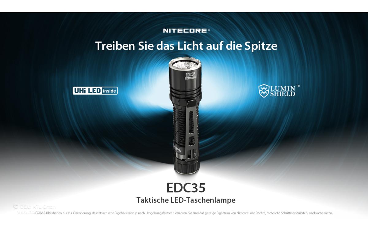 Nitecore Taschenlampe EDC35 – 5000 lm, 550 m, IP68, Akku 6000 mAh, 6 Stufen – Schwarz