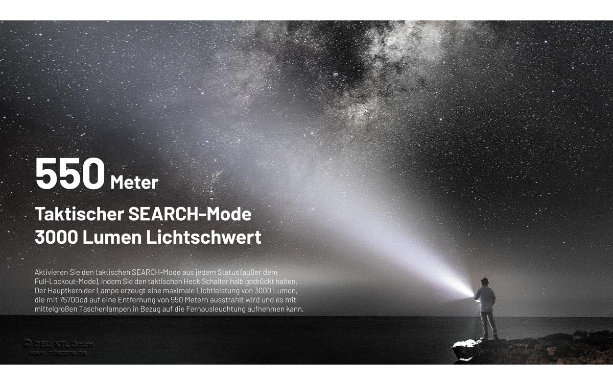 Nitecore Taschenlampe EDC35 – 5000 lm, 550 m, IP68, Akku 6000 mAh, 6 Stufen – Schwarz