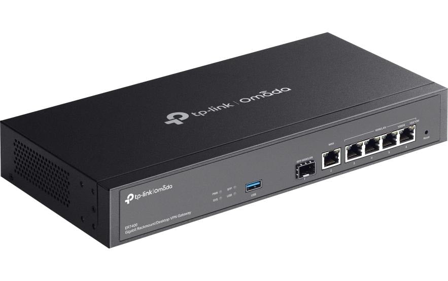 TP-Link Omada ER7406 VPN-Router – Gigabit Ethernet WAN, 5× LAN, 1× SFP WAN, 1× USB
