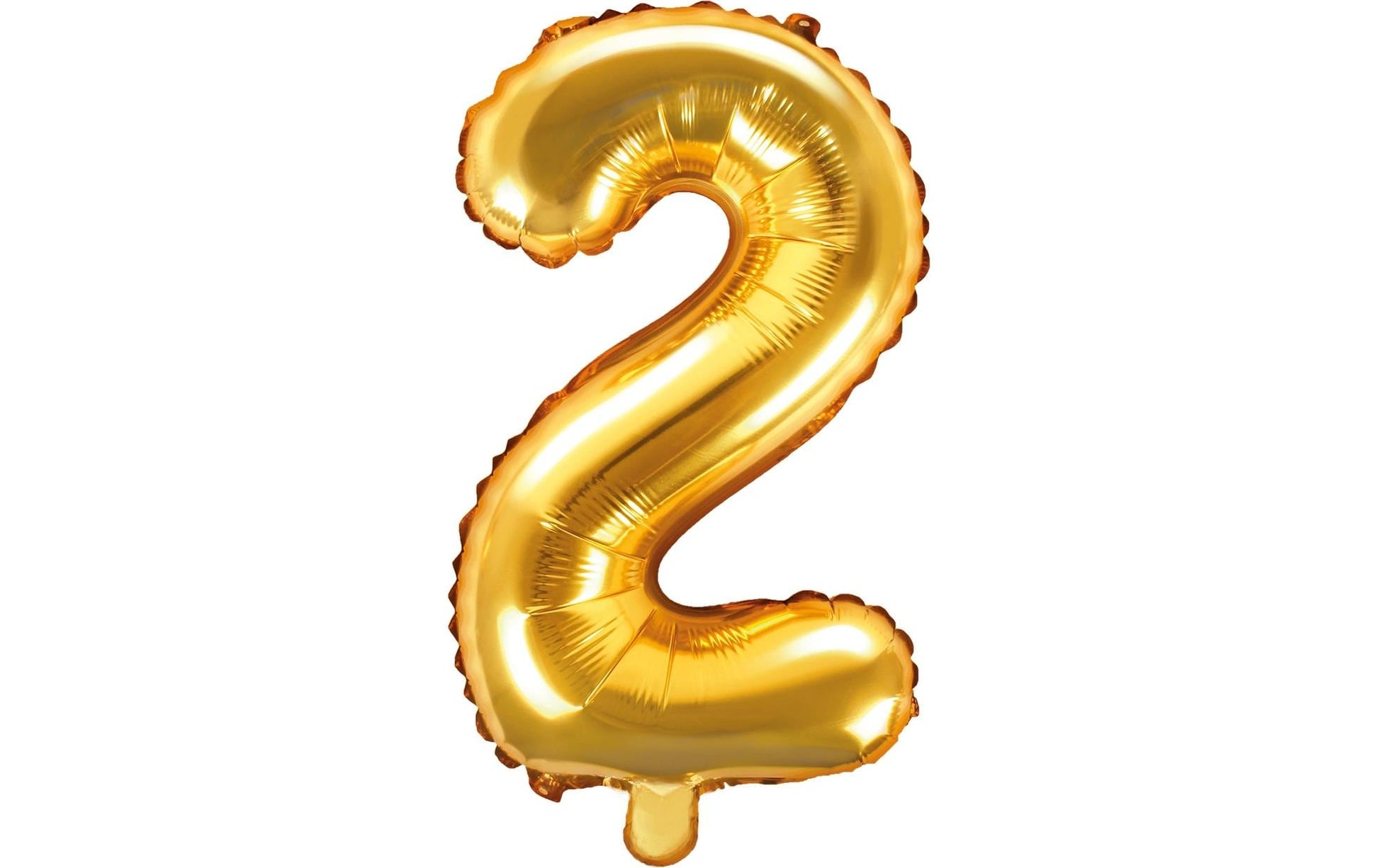 PartyDeco Folienballon Zahl 2 – Gold – 35 cm – Folie – 1 Stk