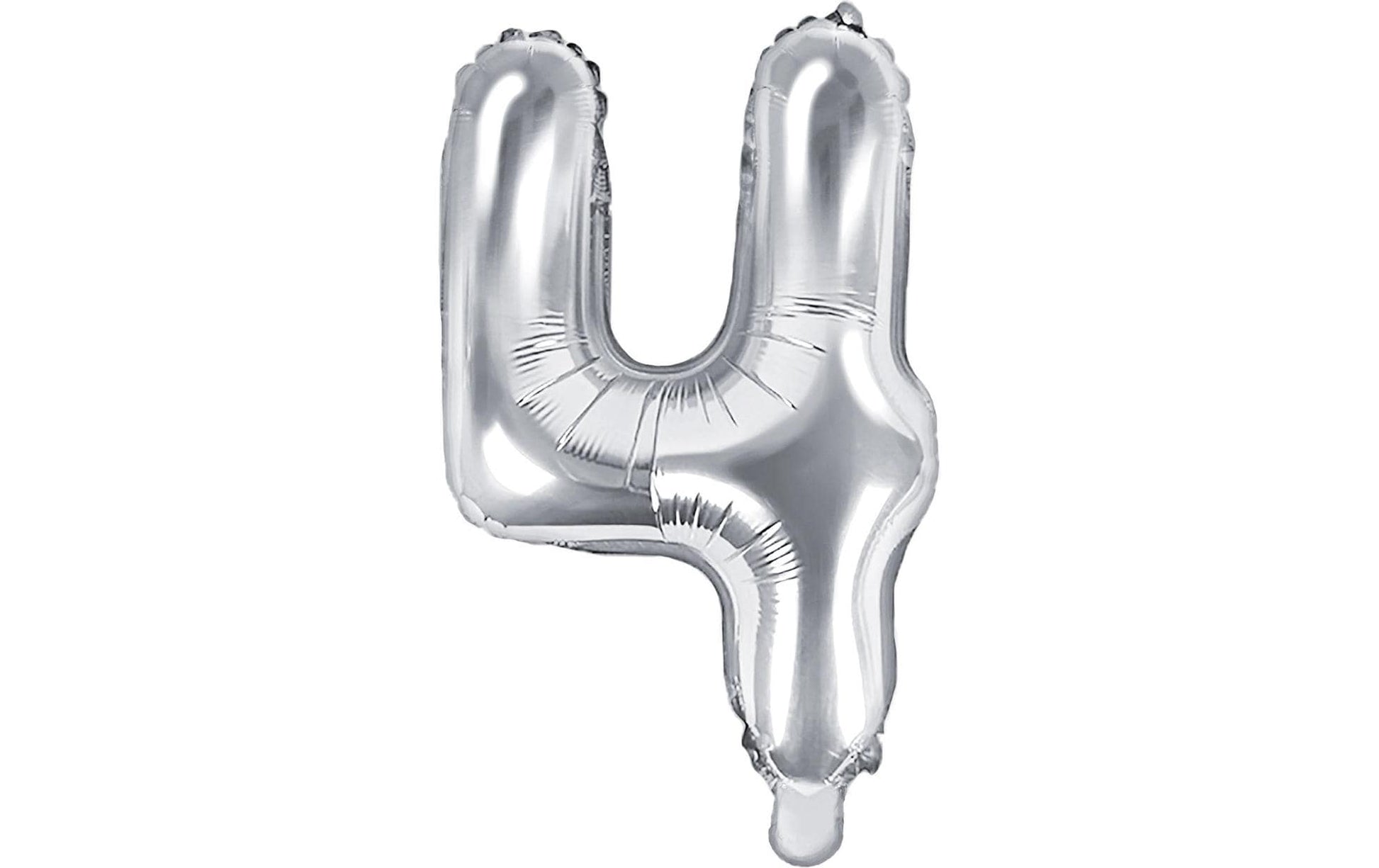 PartyDeco Folienballon Zahl 4 – Silber – 35 cm – Folie – 1 Stück – Auch mit Helium befüllbar