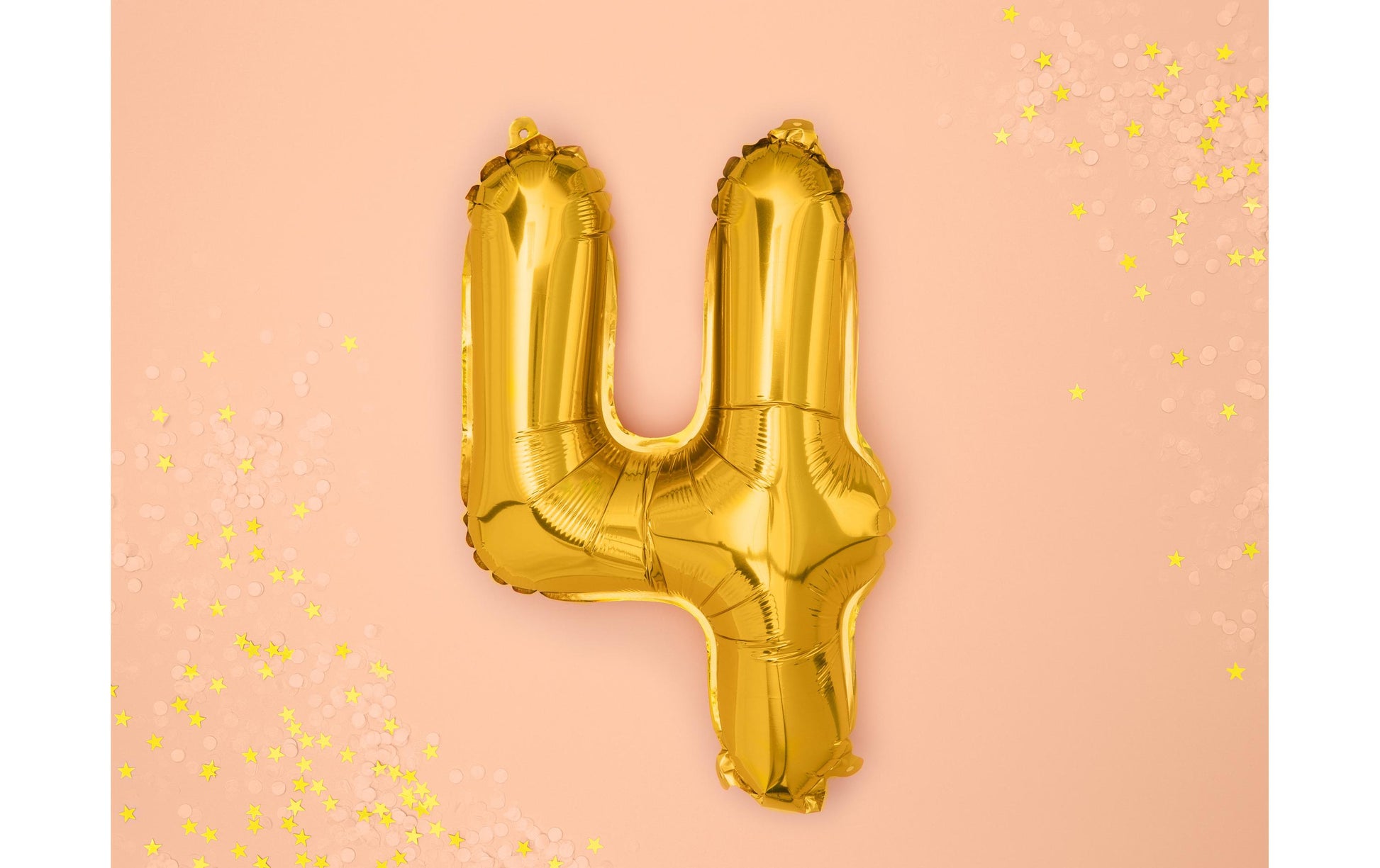 PartyDeco Folienballon Zahl 4 – Gold – 35 cm – Folie – 1 Stk