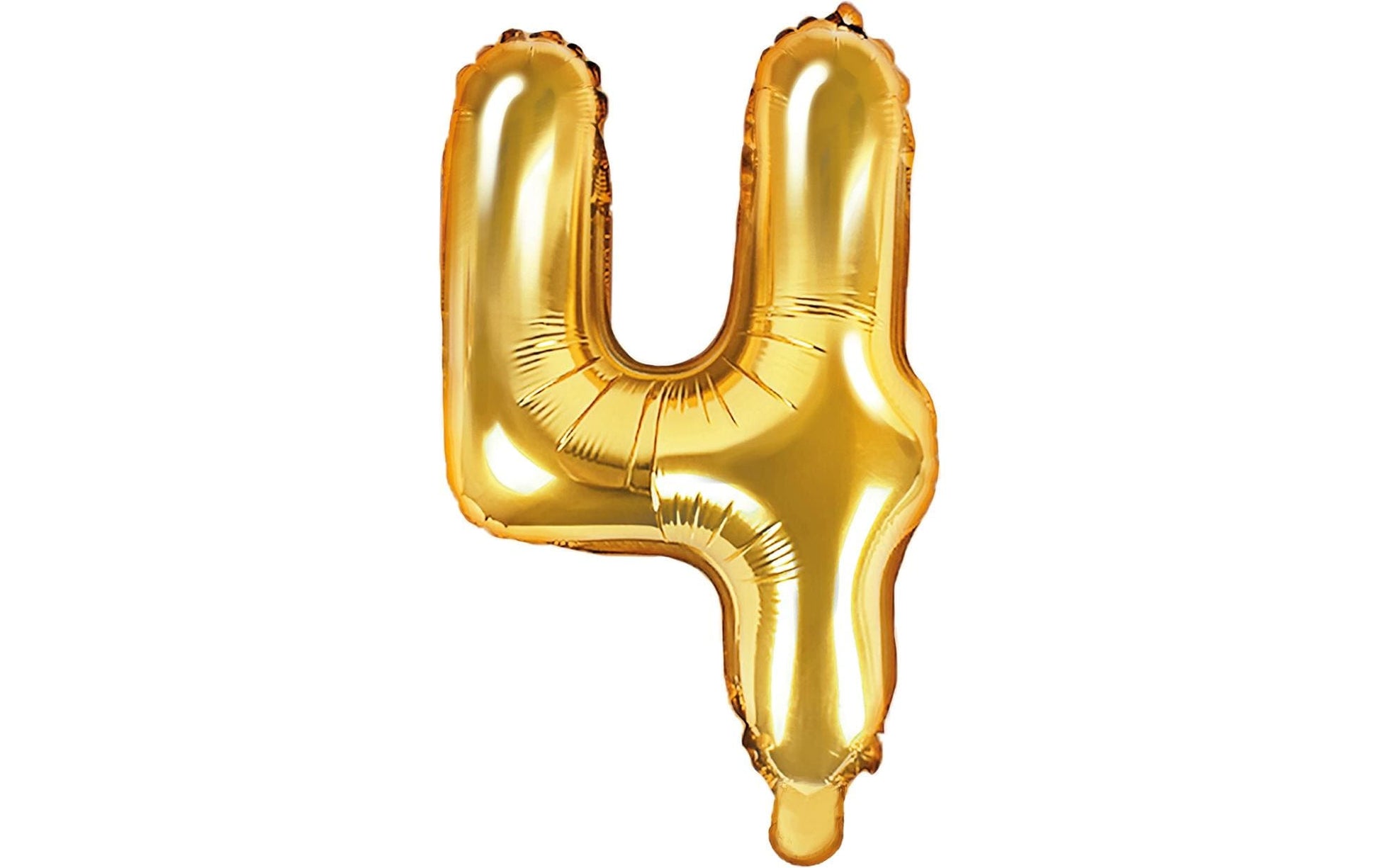 PartyDeco Folienballon Zahl 4 – Gold – 35 cm – Folie – 1 Stk