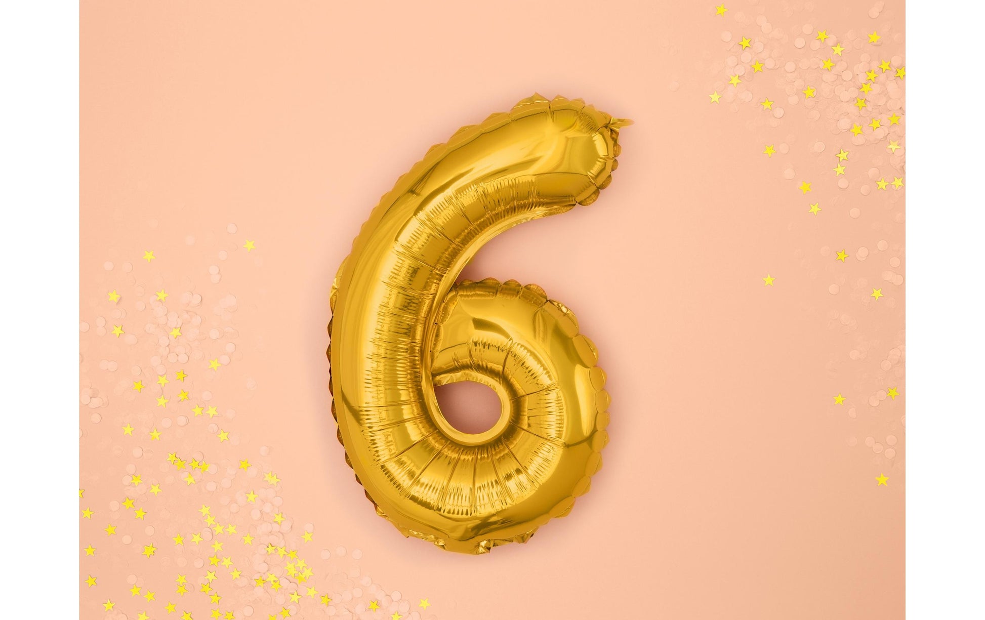 PartyDeco Folienballon Zahl 6 – Gold – 35 cm – Folie – 1 Stk