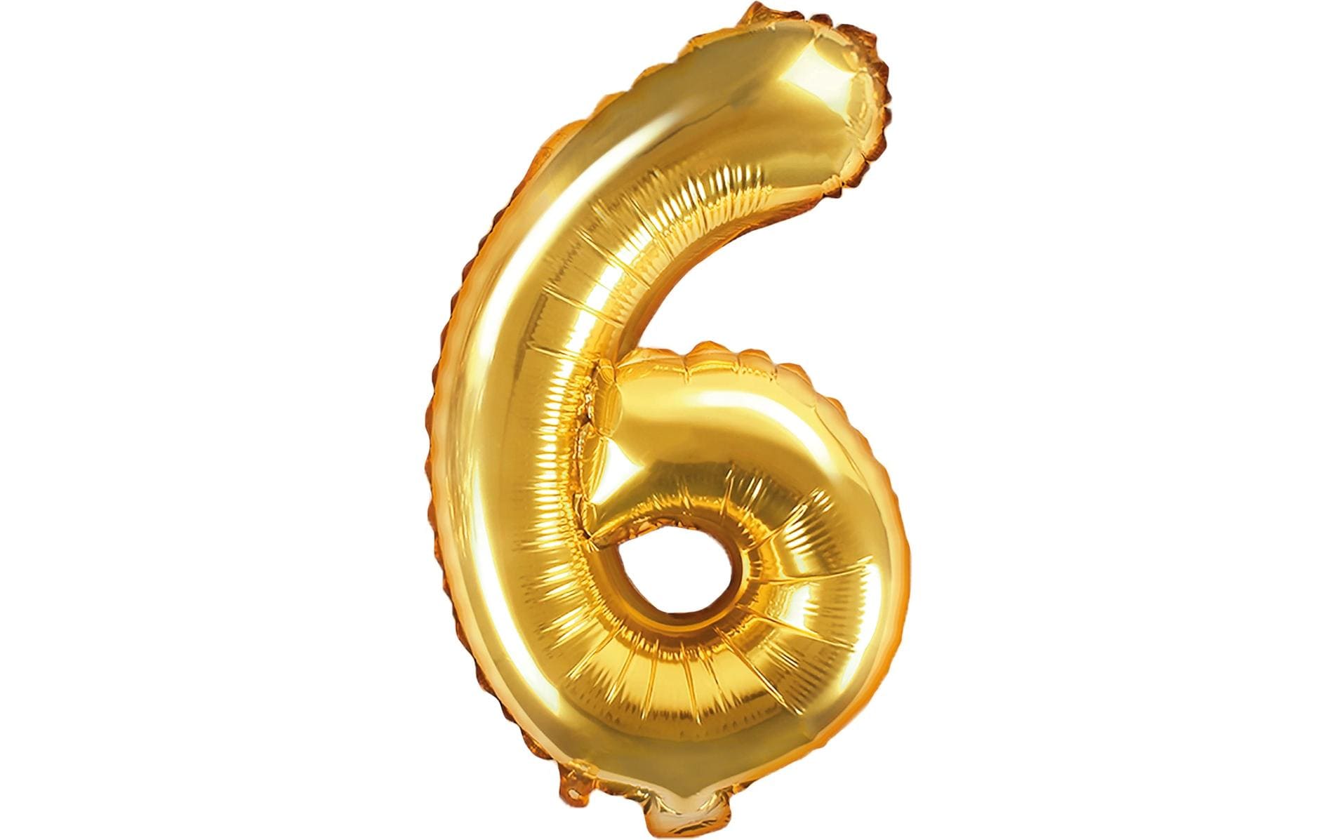 PartyDeco Folienballon Zahl 6 – Gold – 35 cm – Folie – 1 Stk