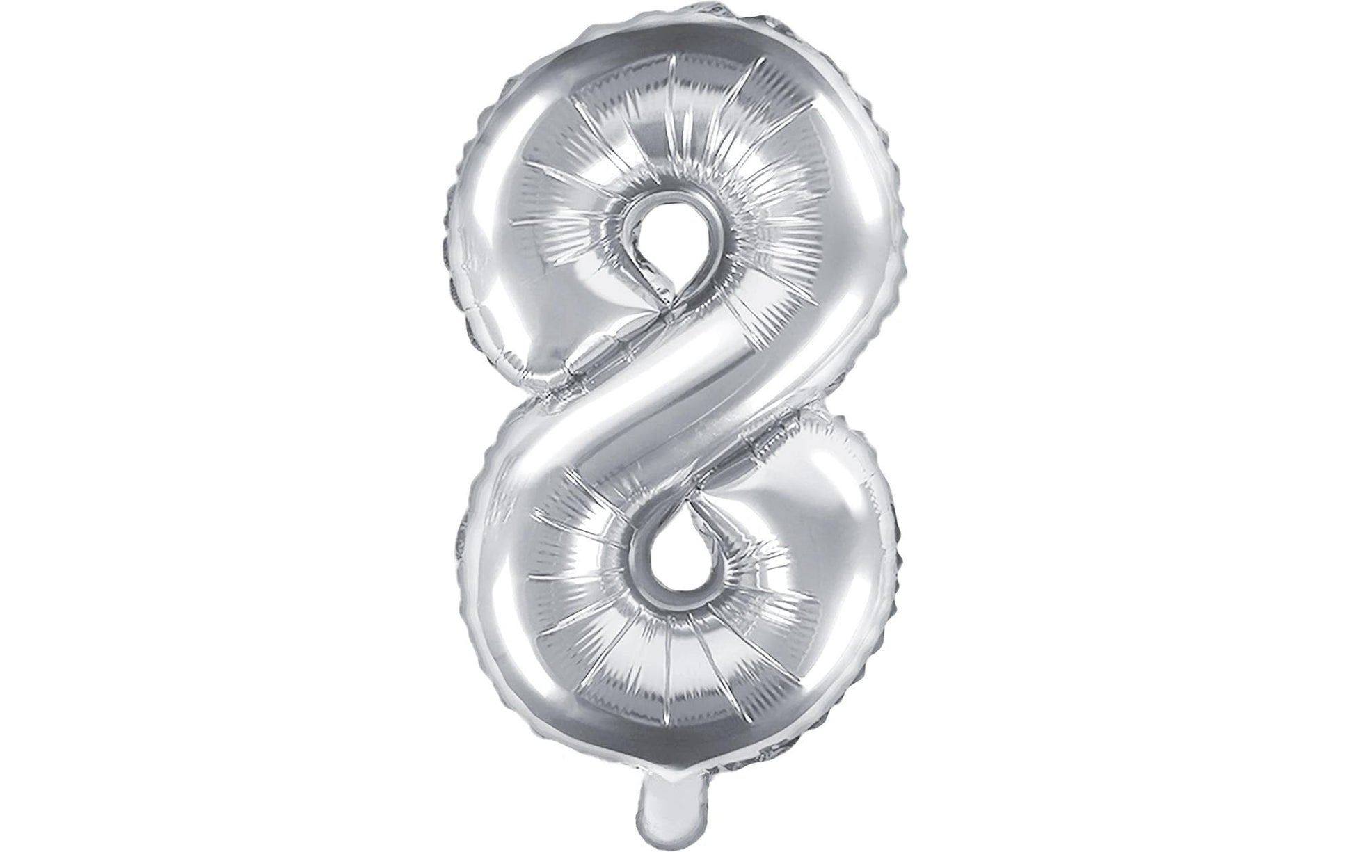 PartyDeco Folienballon Zahl 8 – Silber – 35 cm – Folie – 1 Stk